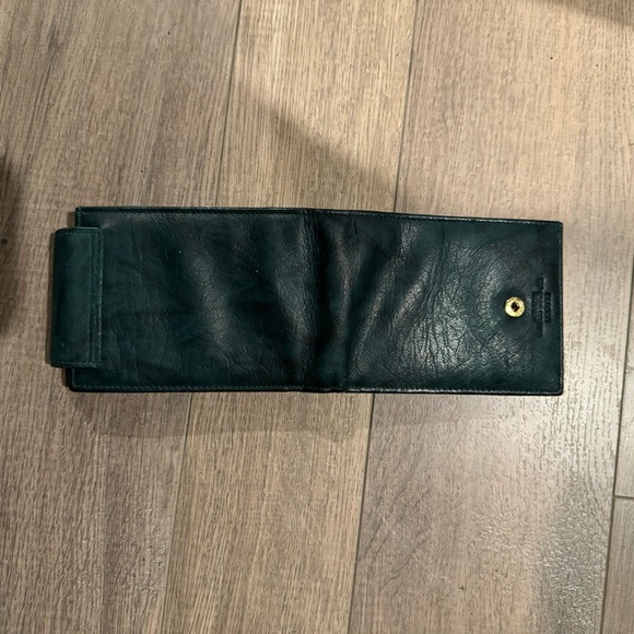 Vintage Buxton Heiress Cardex Bi-Fold Leather Wallet Green Marble Flower - Picture 4 of 5